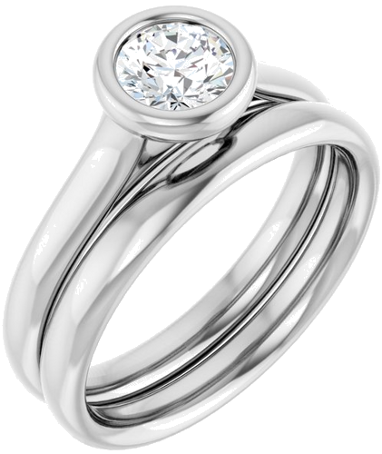 Sužadėtuvių Žiedas „Bezel-Set Solitaire“ 585 Baltojo Aukso Round 5.2mm (6)