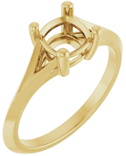 Sužadėtuvių Žiedas „Solitaire Split Shank“ 14k yellow gold Cushion 6mm (1)