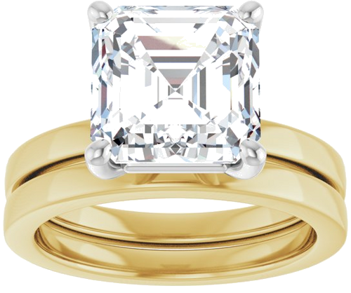 Sužadėtuvių Žiedas „Solitaire“ 14k yellow/white gold Asscher 9mm (8)