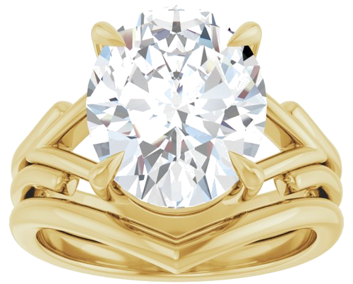 18K Yellow 12x10 mm Oval Solitaire Engagement Ring Mounting (8)