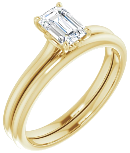 Sužadėtuvių Žiedas „Solitaire“ 14k yellow gold Emerald 6mm x 4mm (6)