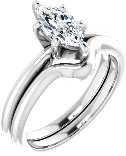 14K White  9x4.5 mm Marquise Solitaire Engagement Ring Mounting (6)