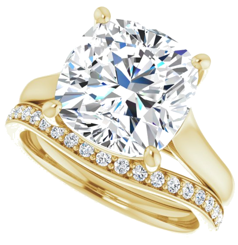 Sužadėtuvių Žiedas „Solitaire“ 14k yellow gold Cushion 10mm (10)