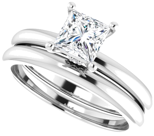 Sužadėtuvių Žiedas „Accented“ 14k white gold Square 5mm (10)