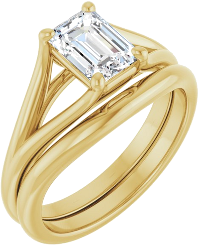 14K Yellow 7x5 mm Emerald Solitaire Engagement Ring Mounting (6)