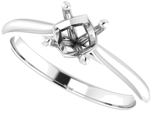 14K White 6 mm Round Solitaire Engagement Ring Mounting (5)