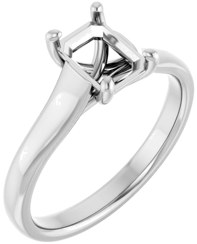 14K White 7x5 mm Emerald Solitaire Engagement Ring Mounting (1)