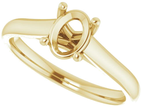 Sužadėtuvių Žiedas „Solitaire“ 585 Geltonojo Aukso Oval 7mm x 5mm (5)