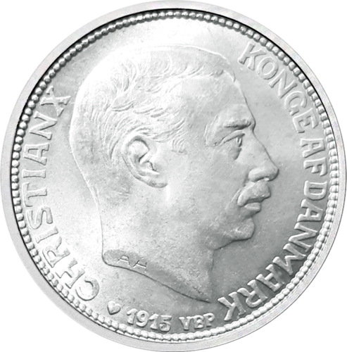 1 Krone Christian X (1915-1916) Denmark silver coin (2)