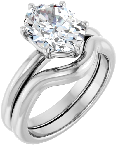 Sužadėtuvių Žiedas 14k white gold Oval 10mm x 8mm (6)