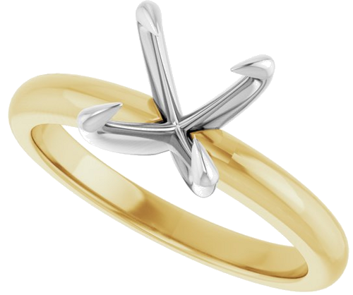 14K Yellow White 8 mm Round Solitaire Engagement Ring Mounting (5)