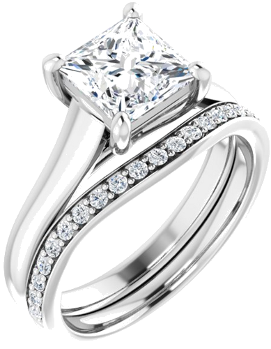 Sužadėtuvių Žiedas „Solitaire“ 585 Baltojo Aukso Square 6.5mm (6)