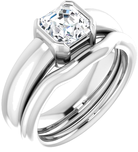 Sužadėtuvių Žiedas „Half Bezel Solitaire“ 585 Baltojo Aukso Asscher 6mm (6)