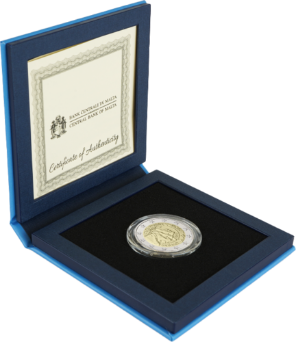 2022 Malta Women, Peace and Security €2 coin in a bank box (1)