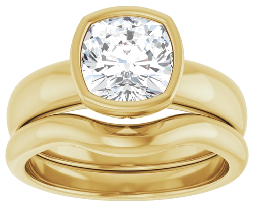 Sužadėtuvių Žiedas „Bezel-Set Solitaire“ 14k yellow gold Cushion 7mm (8)