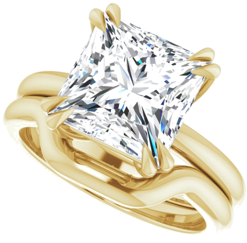 Sužadėtuvių Žiedas „Double Claw-Prong Solitaire“ 14k yellow gold Square 9mm (10)