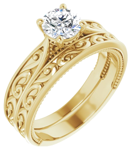 Sužadėtuvių Žiedas „Solitaire Vintage-Inspired“ 14k yellow gold Round 5.8mm (6)