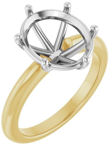 Sužadėtuvių Žiedas 14k yellow/white gold Oval 12mm x 10mm (1)