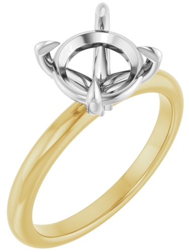 14K Yellow White 8.8 mm Round Solitaire Engagement Ring Mounting (1)