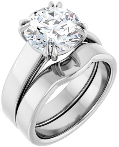 Sužadėtuvių Žiedas „Double Claw-Prong Solitaire“ 14k white gold Round 9.4mm (6)