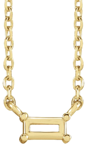 14K Yellow 4x2 mm Straight Baguette Solitaire 16  Necklace Mounting (1)
