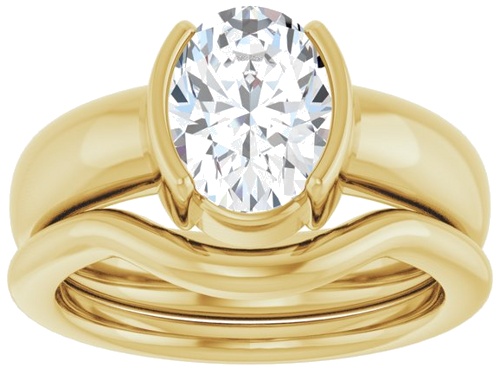 Sužadėtuvių Žiedas „Half-Bezel Solitaire“ 18k yellow gold Oval 9mm x 7mm (8)