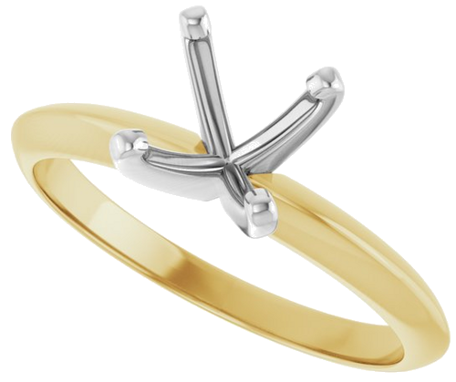 14K Yellow White 6.6-7.2 mm Round 4-Prong Light Solitaire Ring Mounting (5)