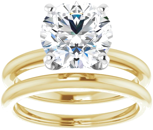 Sužadėtuvių Žiedas „Solitaire“ 585 Baltojo Ir Geltonojo Aukso Round 8.8mm (8)