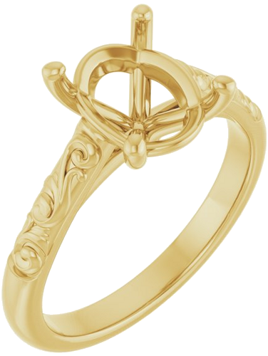 Sužadėtuvių Žiedas „Solitaire“ 14k yellow gold Oval 10mm x 8mm (1)