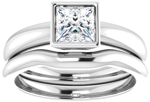 14K White 5 mm Square Engagement Ring Mounting (8)
