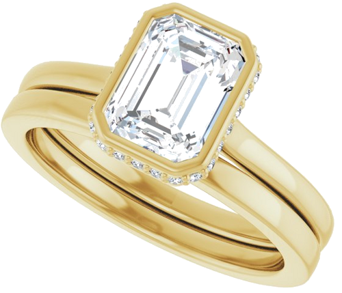 Sužadėtuvių Žiedas „Hidden Halo-Style“ 14k yellow gold Emerald 7.5mm x 5.5mm (10)