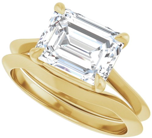 Sužadėtuvių Žiedas „Solitaire“ 585 Geltonojo Aukso Emerald 9mm x 7mm (10)