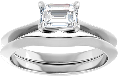 Sužadėtuvių Žiedas „Solitaire“ 585 Baltojo Aukso Emerald 6mm x 4mm (8)