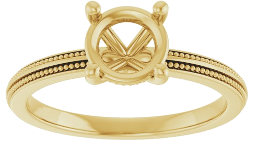 Sužadėtuvių Žiedas „Solitaire Milgrain“ 14k yellow gold Round 6.5mm (3)
