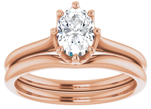Sužadėtuvių Žiedas „Solitaire“ 14k rose gold Oval 7mm x 5mm (8)