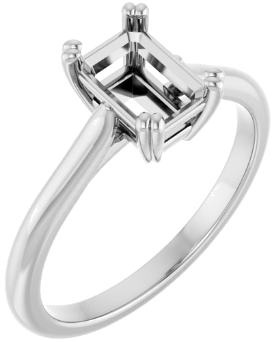 Sužadėtuvių Žiedas „Double Claw-Prong Solitaire“ 950 Platinos Emerald 7mm x 5mm (1)