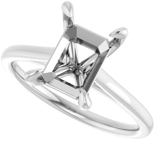 14K White  9x7 mm Emerald Solitaire Engagement Ring Mounting (5)
