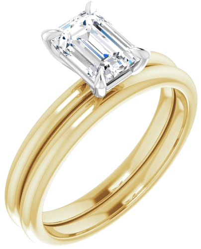 Sužadėtuvių Žiedas „Solitaire“ 585 Baltojo Ir Geltonojo Aukso Emerald 7mm x 5mm (6)