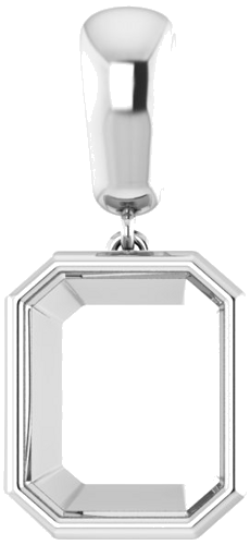 Pakabukas „Bezel-Set“ 585 Baltojo Aukso Emerald 11mm x 9mm (1)