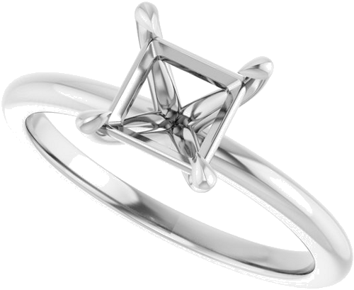 14K White 5.5x5.5 mm Square Solitaire Engagement Ring Mounting (5)