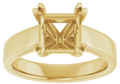 Sužadėtuvių Žiedas „Double Claw-Prong Solitaire“ 14k yellow gold Square 7.5mm (3)