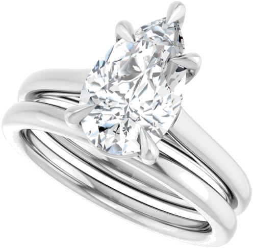 Sužadėtuvių Žiedas „Claw-Pong“ 14k white gold Pear 11.5mm x 7mm (10)