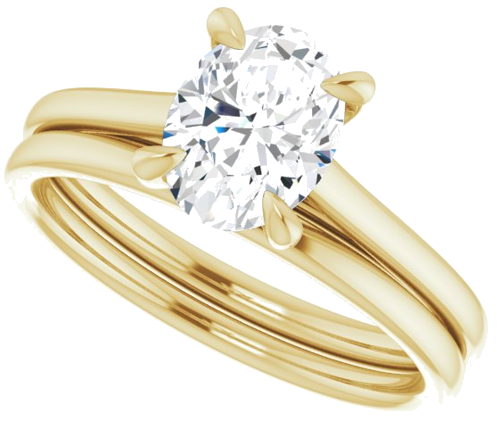 Sužadėtuvių Žiedas „Solitaire“ 750 Geltonojo Aukso Oval 8mm x 6mm (10)