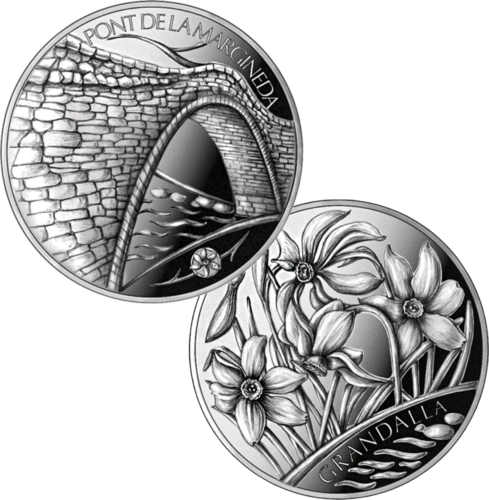 2021 Andorra Margineda Bridge and Poetic Narcissus 1.25 euro coins (1)
