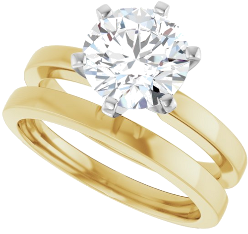 14K Yellow White 8 mm Round Solitaire Engagement Ring Mounting (10)