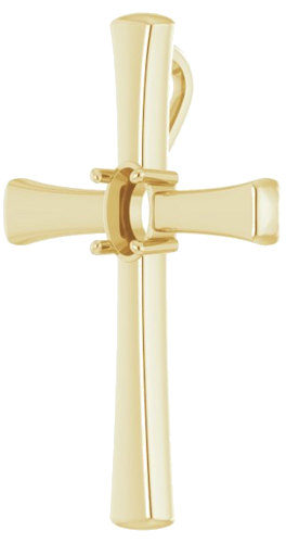 Pakabukas „Solitaire Cross“ 585 Geltonojo Aukso Oval 6mm x 4mm (2)