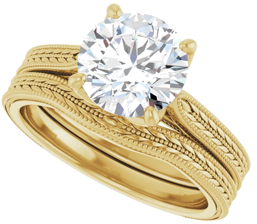 Sužadėtuvių Žiedas „Solitaire“ 585 Geltonojo Aukso Round 8mm (10)