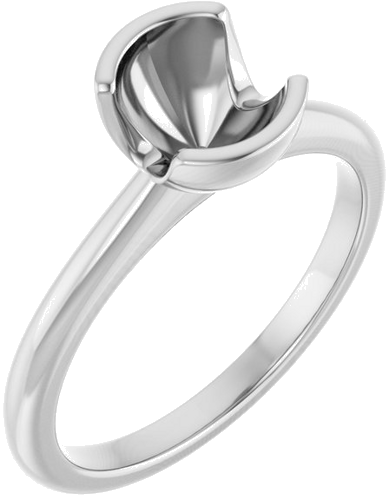 Sužadėtuvių Žiedas „Half-Bezel“ 14k white gold Round 6.5mm (1)