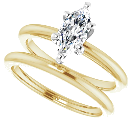 14K Yellow   White  9x4.5 mm Marquise Solitaire Engagement Ring Mounting (10)