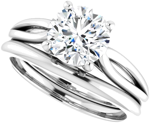 Sužadėtuvių Žiedas „Solitaire“ 585 Baltojo Aukso Round 7.4mm (10)